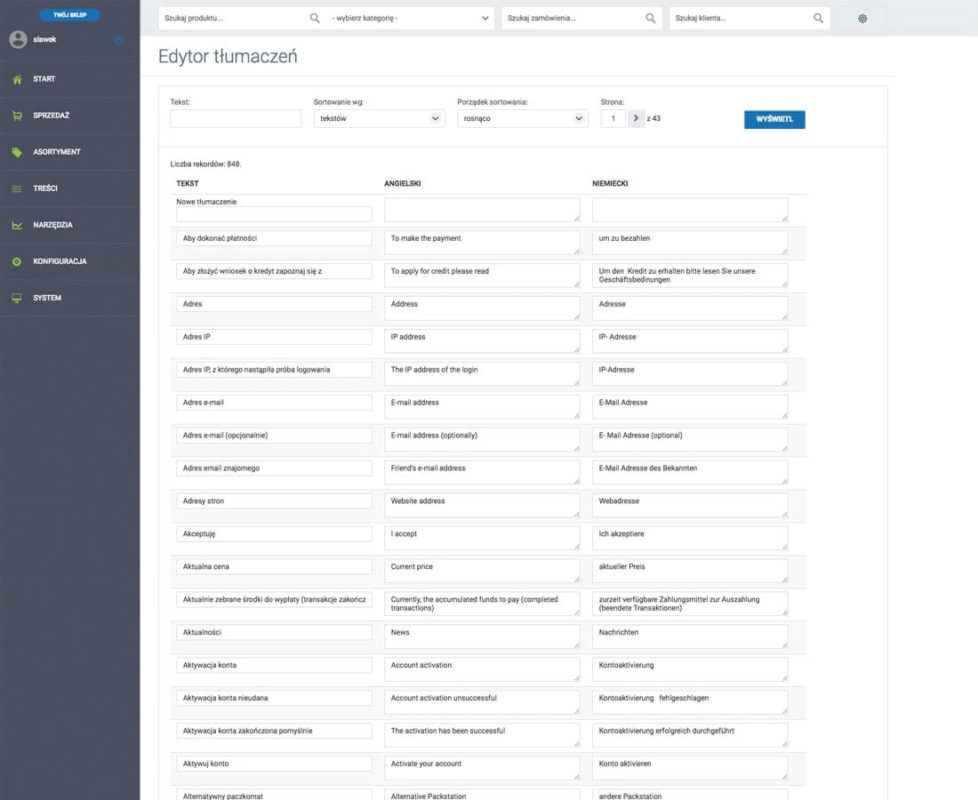 Edytory tłumaczeń w sklepie internetowym selly