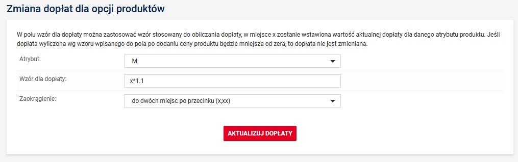 zmiana cen opcji