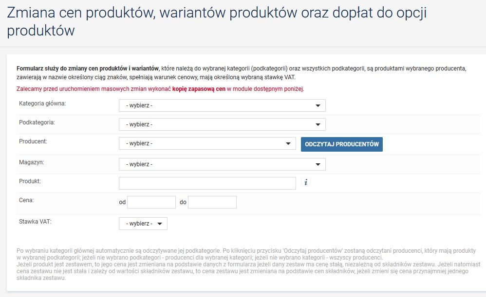 filtry produktów