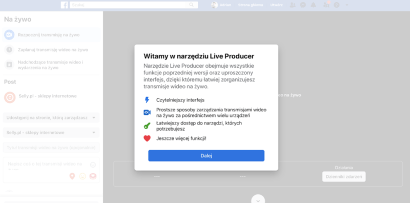 narzędzia do live na Facebooku 
