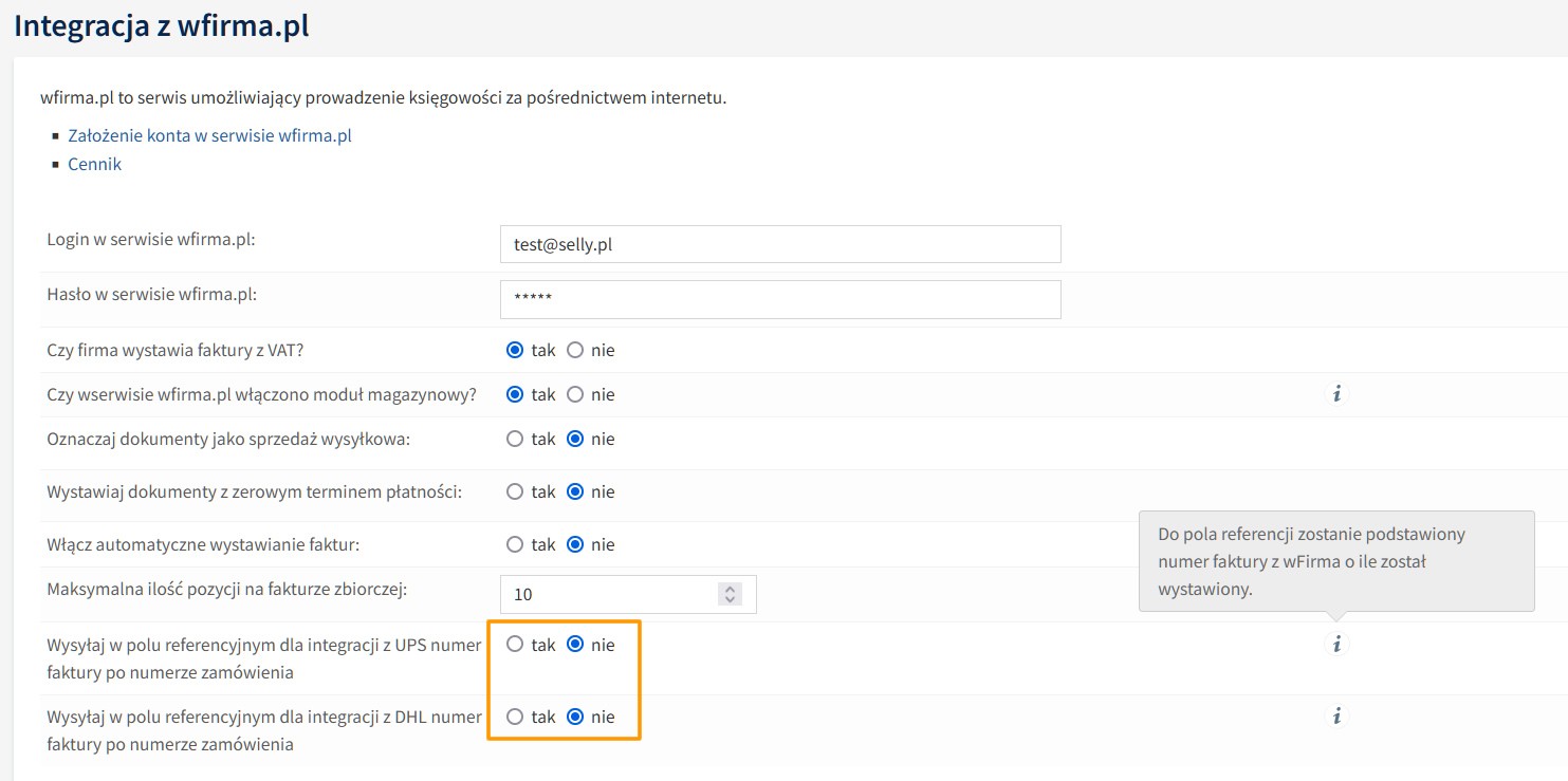 Wfirma numer faktury w polu referencyjnym