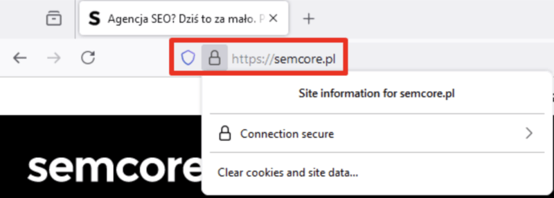 Zabezpieczone połączenie witryny.