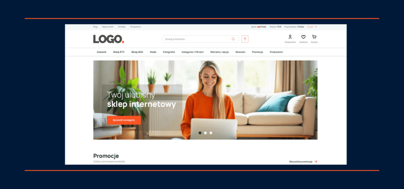 Zrzut ekranu z wersji demo sklepu. Link znajduje się powyżej. Zrzut nawiązujący do tematu dostępności stron internetowych.