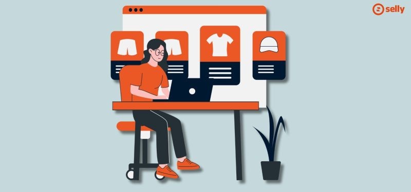 Grafika kobiety przy laptopie.