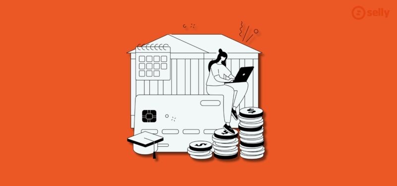 Grafika kreskówkowa, która przedstawia dziewczynę zajmującą się finansami. Temat wpisu: płatności odroczone. 