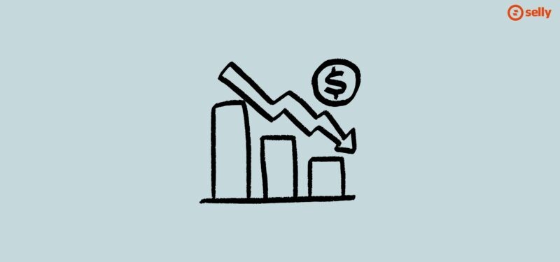 Grafika wykresu pędzącego w dół. Związana z tematem dlaczego sklepy internetowe się zamykają?