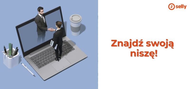 Grafika laptopa i napis znajdź swoją niszę