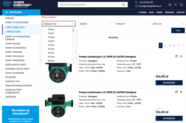 Projekt stron kategorii.