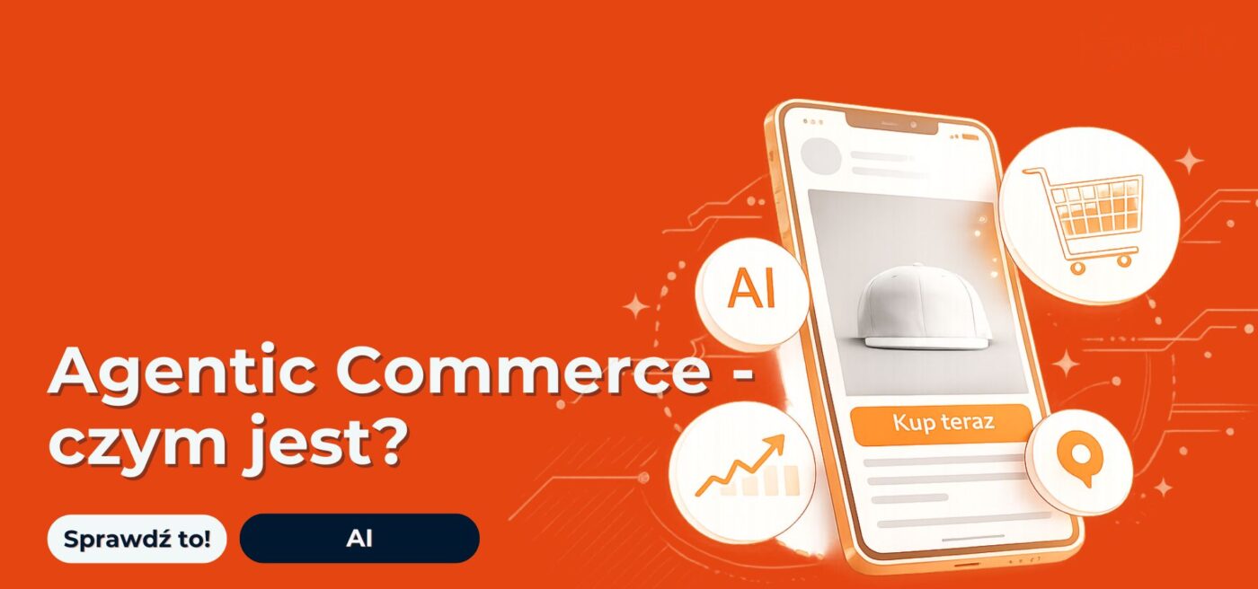 Agentic Commerce- grafika telefonu, na którym agent ai podpowiada produkty.