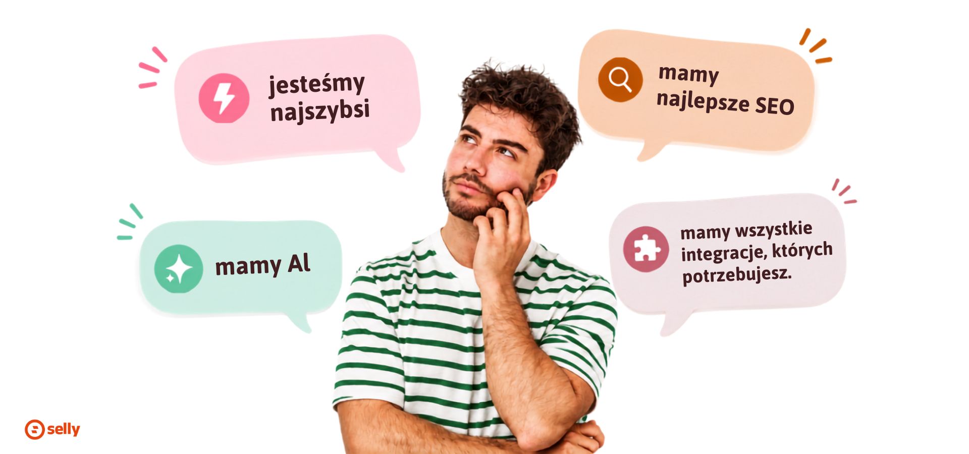 Typowe claimy różnych platform e-commerce: mamy najlepsze seo, jesteśmy najszybsi, mamy AI itp.