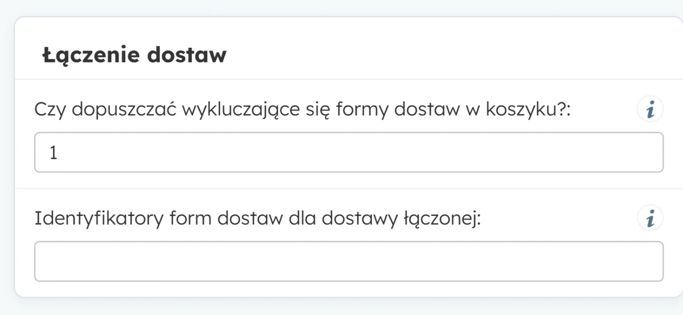 Sekcja „Łączenie dostaw” w konfiguracji dostawy w panelu Selly